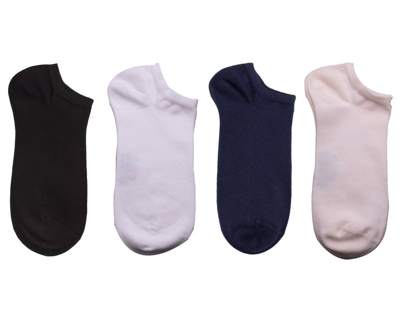 5 Pairs Low Cut Organic Socks for Sneaker Basic Organic Warm Socks Black Ankle Socks Set of 5 Casual Sport Socks Fall Cozy Socks image 3