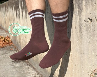 6 pares de calcetines deportivos de algodón orgánico: calcetines deportivos marrones