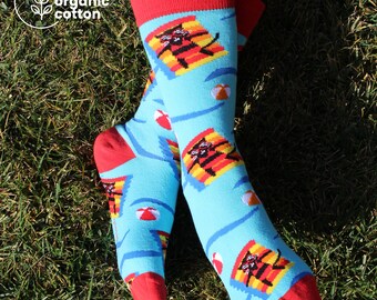 Calcetines de gato nadador: calcetines novedosos de punto de algodón orgánico