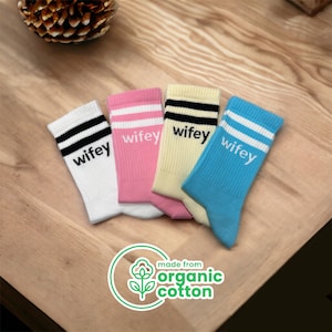 Wifey Socks, Bride Groom Socks, Bridal Shower Gift, Bridal Wedding Party Proposal gift, Bachelorette Favor, Organic Cotton Elegant Comfort