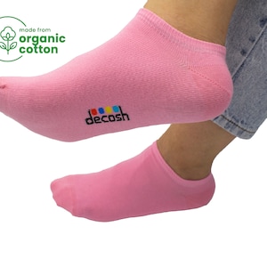 5 Pairs Pink Low Cut Organic Socks for men and women – Basic Organic Ankle socks for sneaker – Unisex Organic Cotton No Show Athletic socks