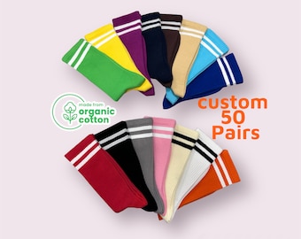 50 Pairs Organic Cotton Athletic Crew Socks: Custom Knitted Bulk Order