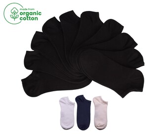 Calcetines tobilleros de algodón orgánico: calcetines deportivos de corte bajo, 10 pares
