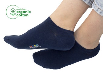 5 pares de calcetines tobilleros de algodón orgánico azul marino: calcetines deportivos unisex de corte bajo.