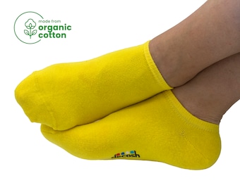 5 paires de socquettes jaunes en coton bio : chaussettes basses unisexes