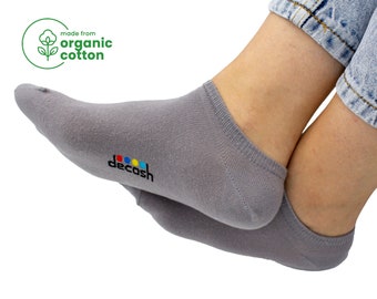 5 pares de calcetines tobilleros de algodón orgánico: calcetines deportivos unisex de corte bajo grises