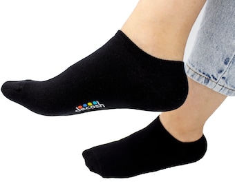 5 pares de calcetines tobilleros negros de algodón orgánico: calcetines deportivos unisex de corte bajo.