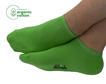 5 paires de socquettes vertes en coton bio : chaussettes basses unisexes