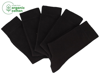 5 pares de calcetines negros de punto de algodón orgánico: estilo minimalista unisex