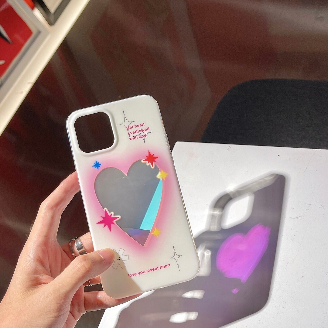Y2K Kawaii Retro Heart Laser Holographic Aesthetic Phone Case - Etsy