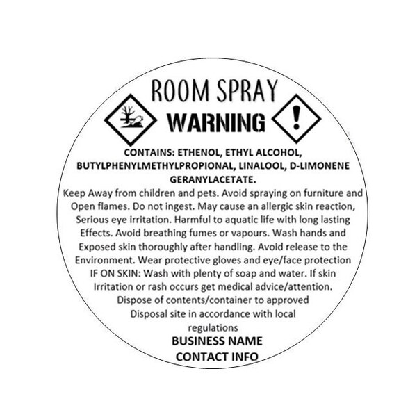 Warning Labels for Room Spray Etsy