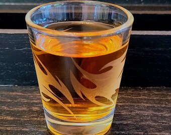 Flames Etched Kpop Shot Glass: BTS Suga Agust D Inspired