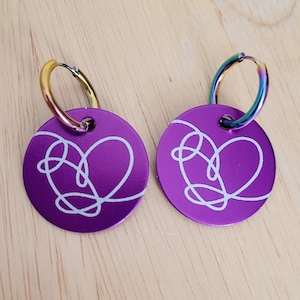 Love Yourself Heart Earrings for BTS fan | Purple Dangle Earrings Jewelry Accessory for Kpop fan | Rainbow Hoop Drop Earrings