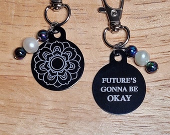 Lotus Mandala Design Keychain Charm for BTS fan | Suga Agust D Future's Gonna Be Okay Kpop Key Accessory