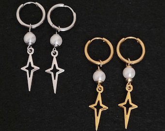 Kpop Demon Hunters Inspired Star Pearl Dangle Earrings | Star Pearl Dangle Earrings Jewelry Accessory for Kpop fan