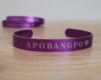 Apobangpo Engraved Cuff Bracelet for BTS ARMY | Kpop Jewelry Accessory