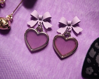 Purple Heart Earrings for BTS fan | Borahae Dangle Earrings Jewelry Accessory for Kpop fan
