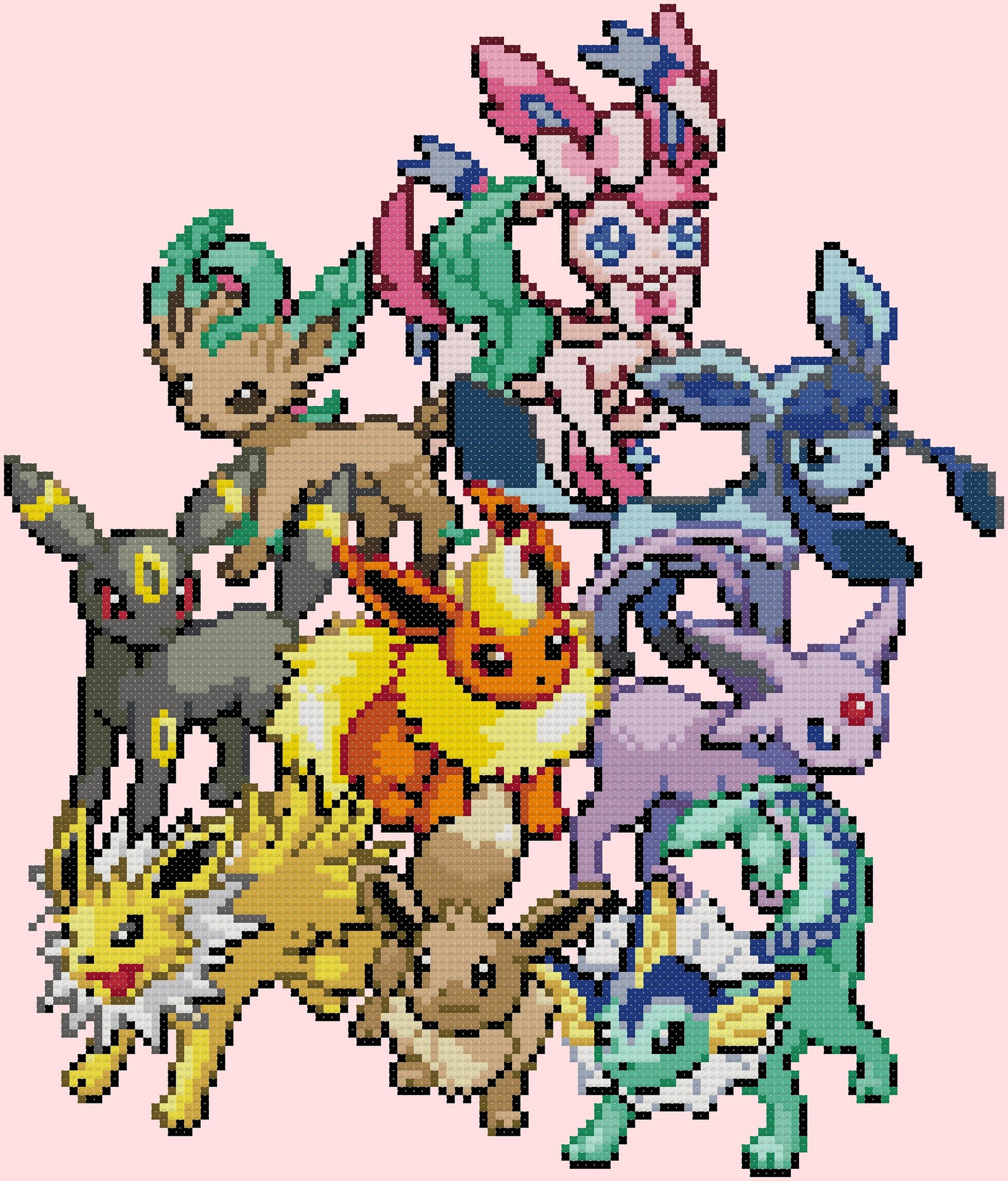 Pokemon Eevee Eeveelutions Cross Stitch Pattern PDF Download Etsy