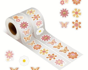 100 Sticker Aufkleber Boho Blumen Schmetterling Etiketten DIY Scrapbooking basteln