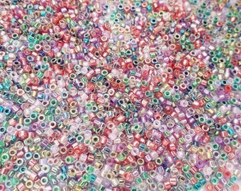 Cuentas Miyuki Delica, mezcla de colores, cuentas cilíndricas de hendidura plateadas, cuentas de joyería para manualidades, cuentas de vidrio