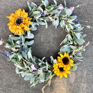 Sunny & Wild Summer Wreath | Boho Custom Door Decor| Farmhouse Floral Accents | Chic Rustic Home Decorations