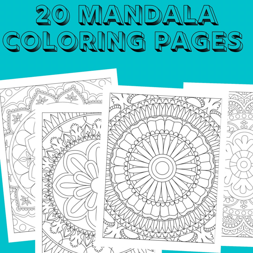 20 printable mandala coloring pages etsy