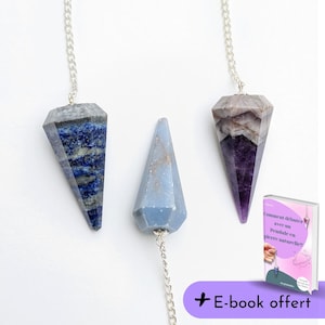 Lithotherapie-Pendel + kostenloses Einführungs-E-Book | Lapislazuli | Amethyst | Angelit | Wahrsagen, Esoterik, Persönlichkeitsentwicklung