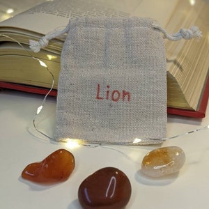 LION - Astrology lithotherapy pack, spirituality, astro signs, wellness, tumbled stone,   zodiac signs (3 stones)