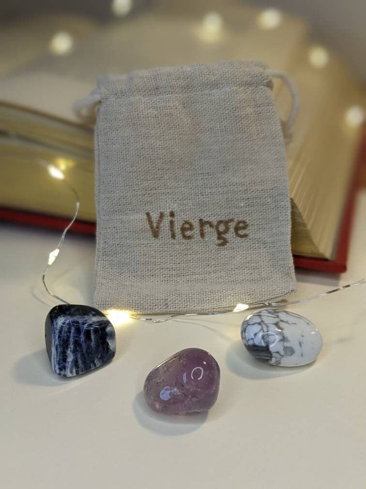 Vierge - Pack Lithothérapie Astrologie , Spiritualité, Signes Astro, Bien-Être, Pierre Roulée Du Zod