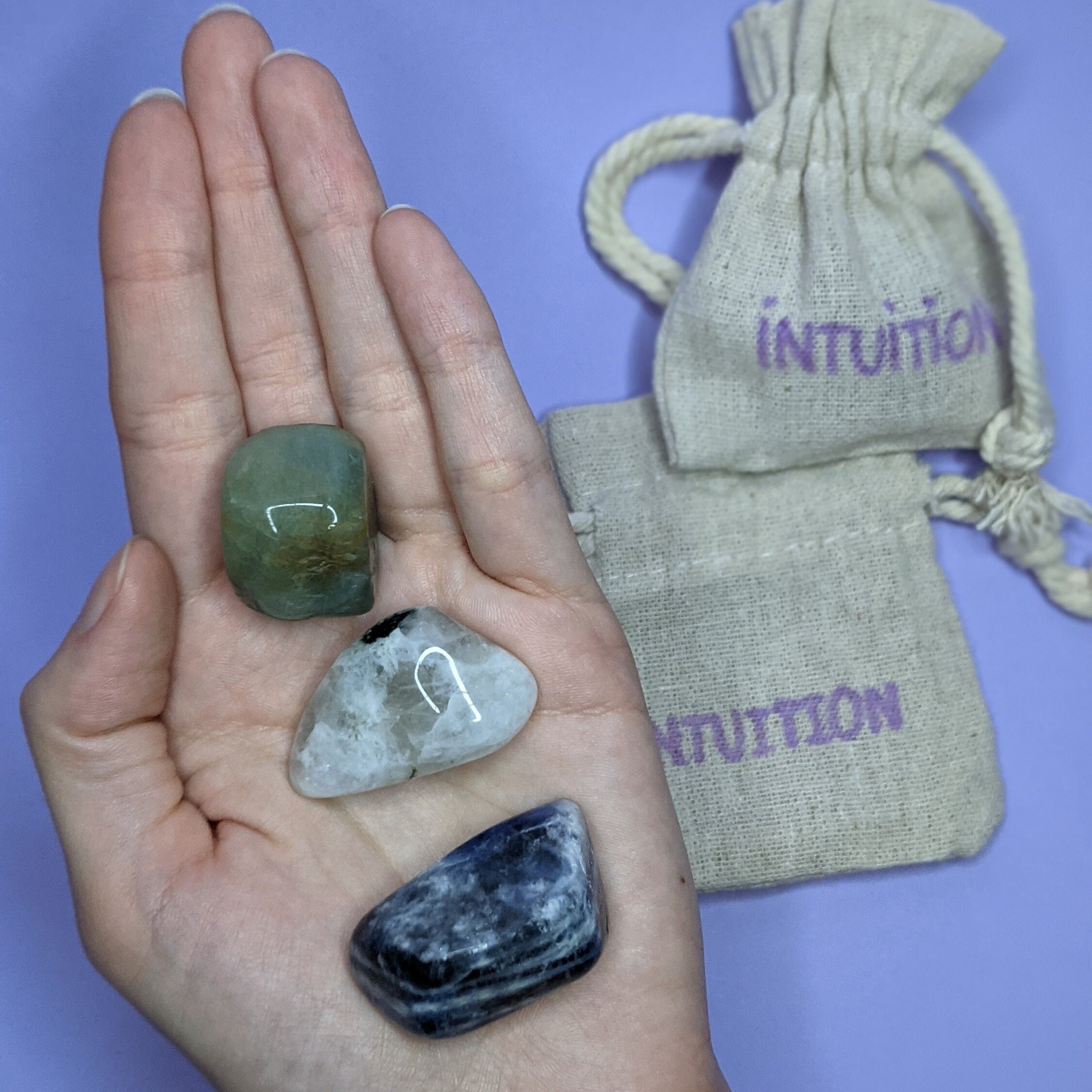 Pack Lithothérapie Intuition | 3 Pierres - Pierre Roulée, Bien Être, Gemmes