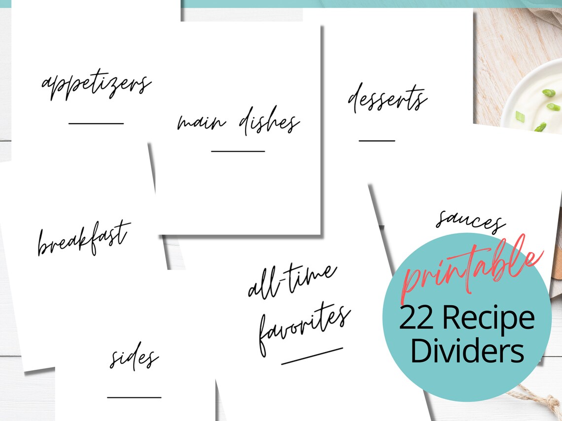 Printable Recipe Binder Kit, Blank Printable Recipe Page Template, PDF ...
