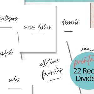 Printable Recipe Binder Kit, Blank Printable Recipe Page Template, PDF ...