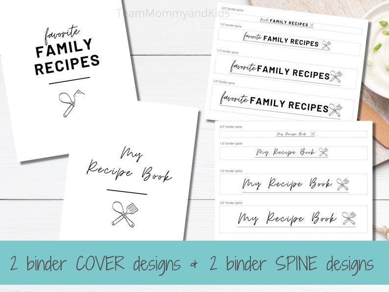 Printable Recipe Binder Kit, Blank Printable Recipe Page Template, PDF ...