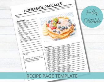 Customizable Family Recipe Binder Template - Personalized Kitchen Organizer - Editable PDF - DIY Recipe Book - Letter Size 8.5x11