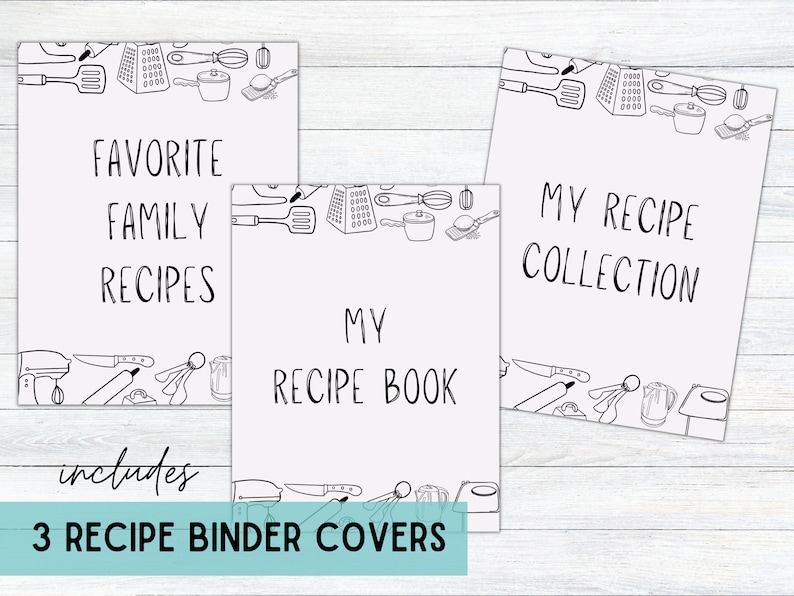 Recipe Binder Printable Dividers With Recipe Cover for DIY Etsy