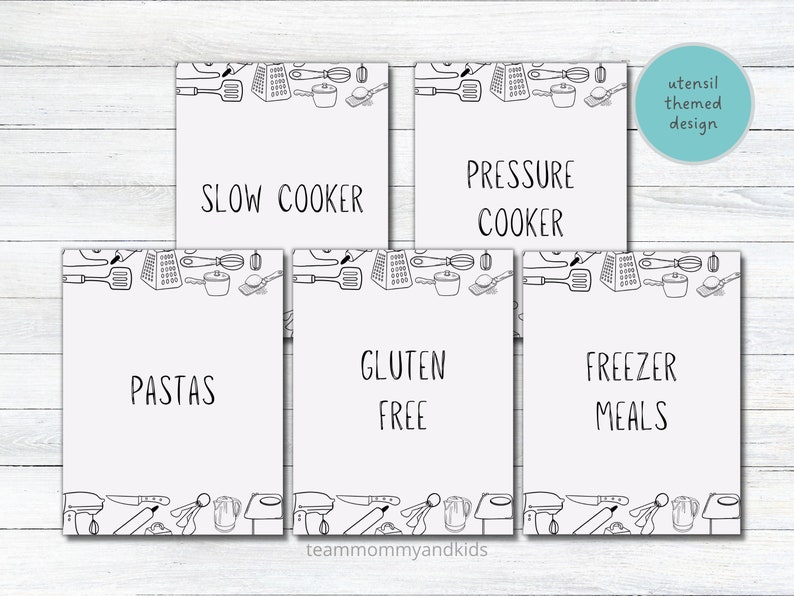 Recipe Binder Printable Dividers With Recipe Cover for DIY Etsy