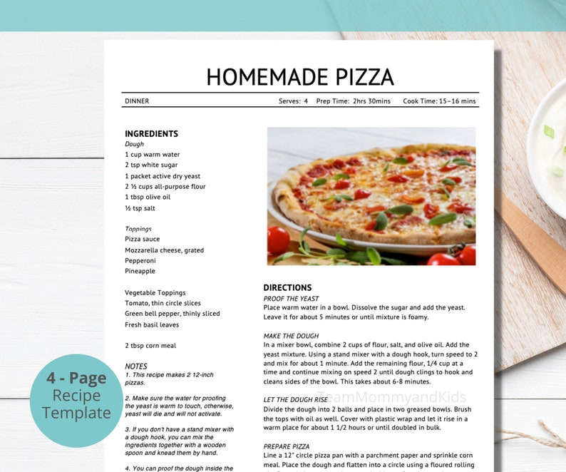 Family Recipe Binder Template Printable Recipe Book With Dividers