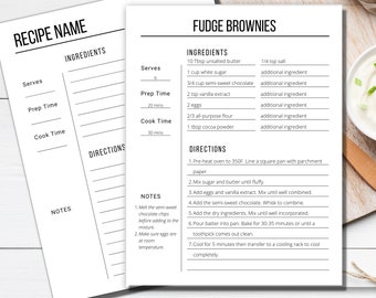 Editable Recipe Page Template, Custom Cookbook Templates, Family Recipe Organizer, Printable PDF, Edit in Canva