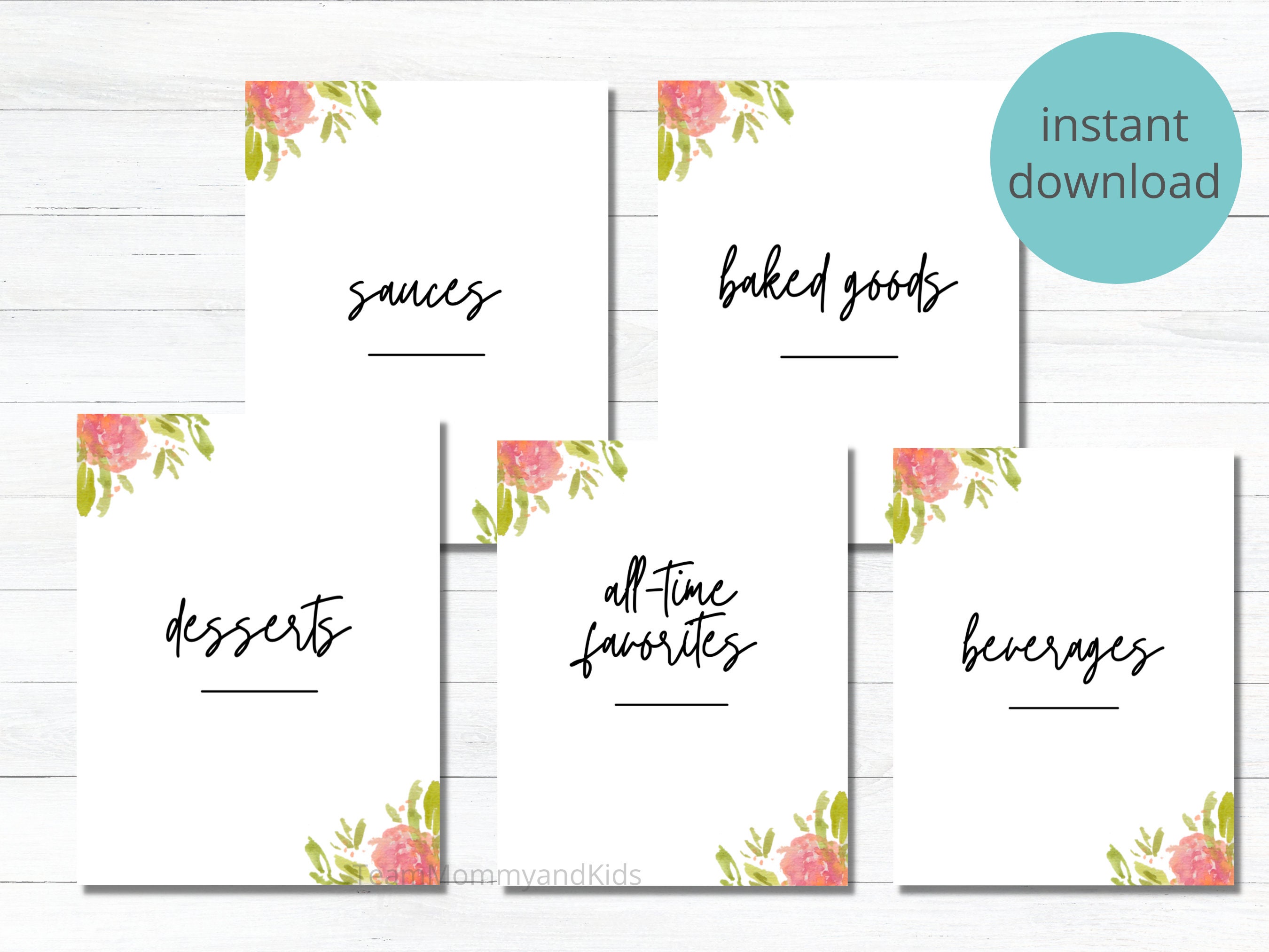 Recipe Binder Printable Dividers With Recipe Cover for DIY Family 
