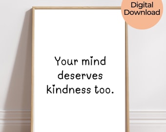Mental Health Poster, Therapy Office Decor, Typography Design Art Print, School Counselor Office Decor, Digital Download