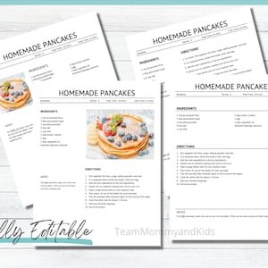Personalized Recipe Binder Pages, Printable Cookbook Template, Custom Kitchen Organizer, DIY Recipe Book - Kitchen Project