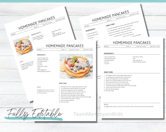 Personalized Recipe Binder Pages, Printable Cookbook Template, Custom Kitchen Organizer, DIY Recipe Book - Kitchen Project