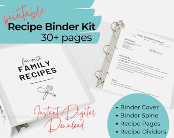 Editable Recipe Binder Kit - Custom Templates, Fillable Pages, Dividers - DIY Kitchen Organization - Instant Download
