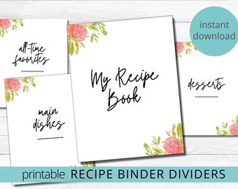 Recipe Binder Printable Dividers With Recipe Cover For Diy Etsy Recipe Binder Printable Dividers With Recipe Cover For Diy Etsy