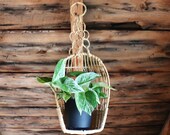 Vintage Hanging Wicker Plant Holder Doll Chair