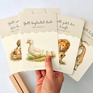 Encouragement cards for children, 8 Christian affirmation cards with wooden stand, Christian children's cards, Christian learning cards for children image 1