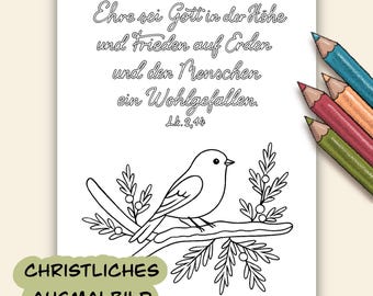 Christliches Ausmalbild zu Weihnachten deutsch Sonntagsschule Gottesdienst malvorlage Erwachsene Bibelvers bastelvorlage Kinderstunde