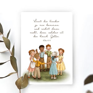 Christliche Karte, Kinder, Bibelvers, Lukas 18,10, Einschulung, Kinderstunde, Kindergeburtstag, Sonntagsschule