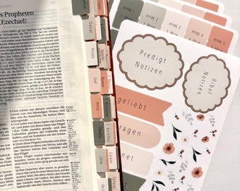 German Bible Index | Pink-Green | Bible Tabs for Women, Bible Index for Girls, German Bible Index, Bible Journaling