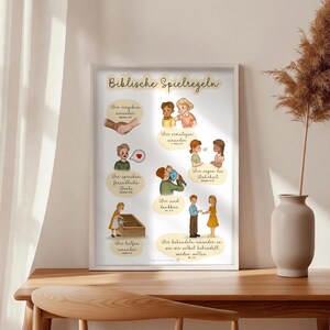 Children's room biblical rules of the game Christian poster for children's room poster Poster Bible verses children Christian wall decoration learning poster image 4